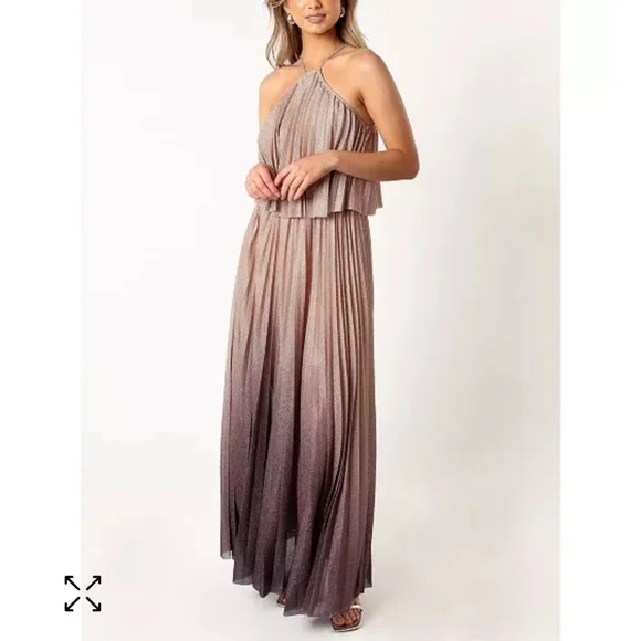 Petal & Pup Women's Gia Pleated Halterneck Maxi Dress - Picture 1 of 8